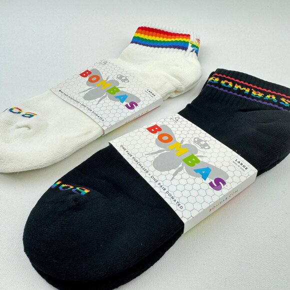 2-Pairs Bombas Bee Proud Quarter Pride Rainbow Socks - Picture 4 of 4